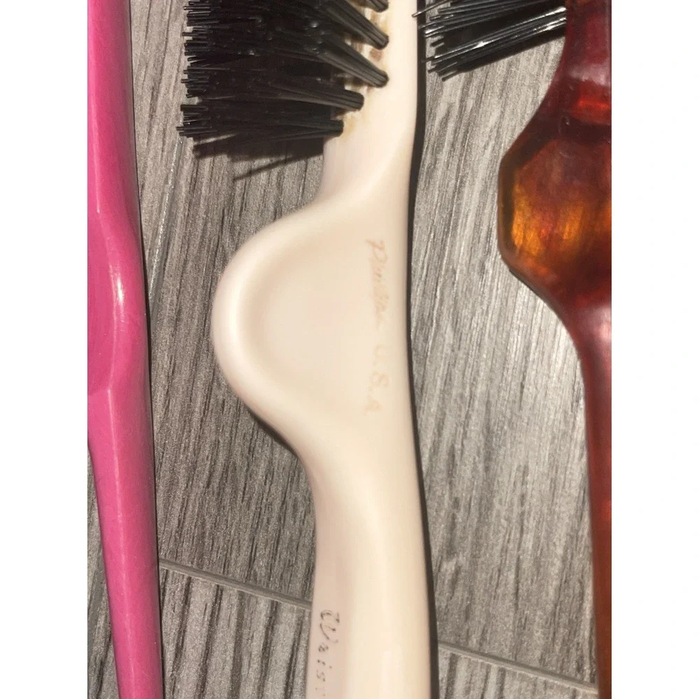 Lot Of 5 Vintage Hair Brushes Wrist Saver 14, Studio Girl, Made In USA